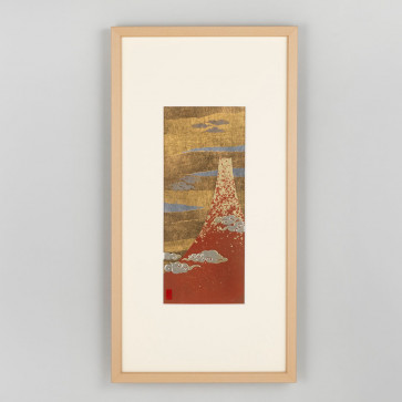 Good Fortune Gold leaf Framed art - South Wind, Clear Sky (Red Fuji)【Free Shipping】