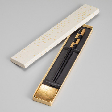 Chopsticks and Chopsticks Holder Set: Hanaoboro [black]【Free Shipping】