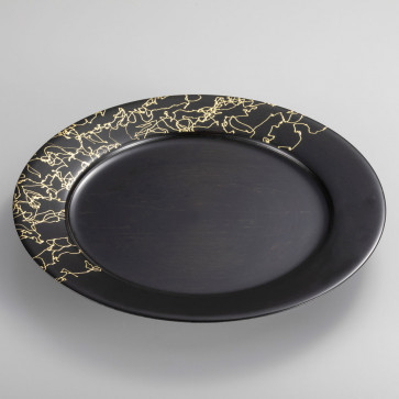 Gold Thread Lacquer Plate (L) (Black) 【Free Shipping】
