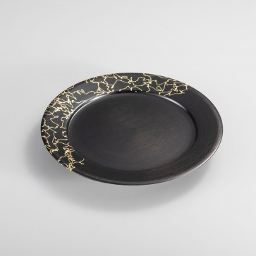 Gold Thread Lacquer Plate (M) (Black) 【Free Shipping】