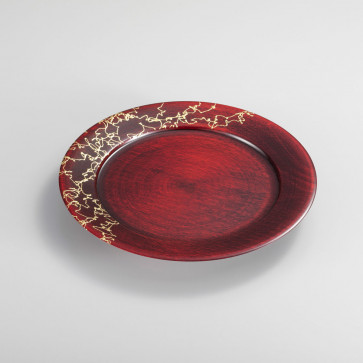 Gold Thread Lacquer Plate (M) (Red) 【Free Shipping】