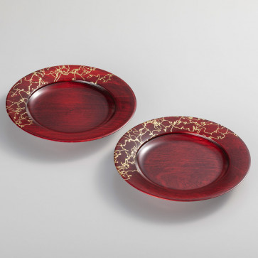 Gold Thread Lacquer Plate (S) (Red) <Set of 2>【Free Shipping】