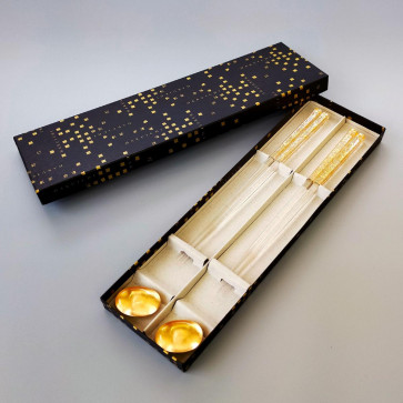 Chopsticks and Clear Chopsticks Holder Set: Kinshi (Gold Thread)<2 Pairs>【Free Shipping】