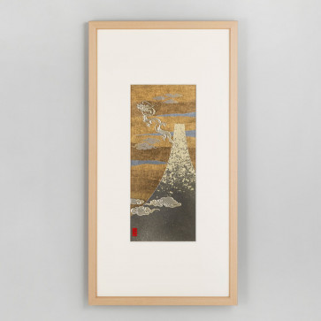 Good Fortune Gold leaf Framed art - Dragon over Mt. Fuji【Free Shipping】