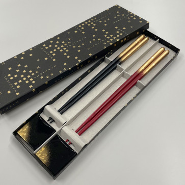 Chopsticks and Chopsticks Holder Set: Kasumi Nagashi (Gold) <2 Pairs>【Free Shipping】