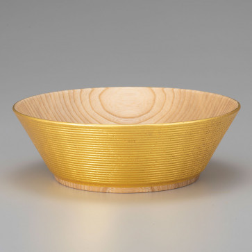 Ribbed Wooden Bowl (L) (Approx. 16 cm)【Free Shipping】