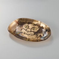Gold Leaf Art Glass Tray – Bakeneko(Monster Cat)【Free Shipping】
