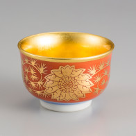 Sake cup: Kutani Ware Eiraku Cup【Free Shipping】