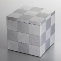 Silver Ichimatsu Three-Tier Jubako【Free Shipping】