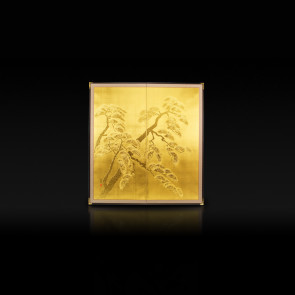 Rikyu folding screen: Lucky Pine Tree (gold)【Free Shipping】