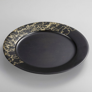 Gold Thread Lacquer Plate (L) (Black) 【Free Shipping】