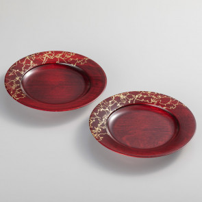 Gold Thread Lacquer Plate (S) (Red) 【Free Shipping】