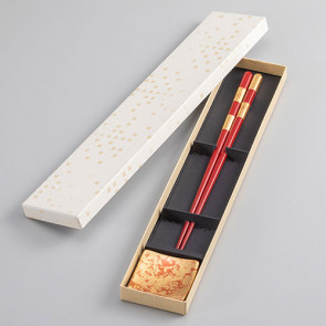Chopsticks and Chopsticks Holder Set: Hanaoboro [vermilion]【Free Shipping】