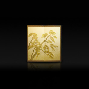 Rikyu folding screen: Lucky Pine Tree (white) 【Free Shipping】