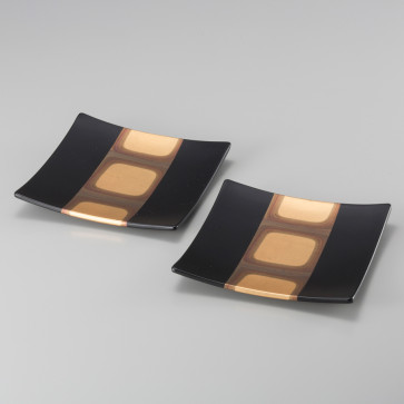 Kodaihaku Square Plates (Black S) 2plates【Free Shipping】