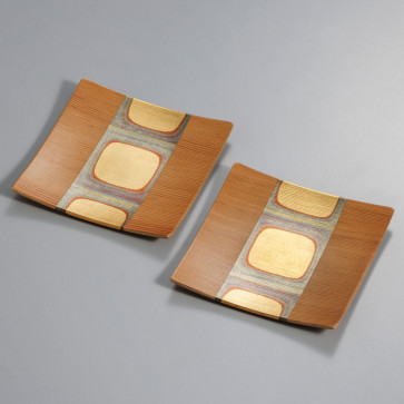 Kodaihaku Wooden Square Plates 2plates【Free Shipping】
