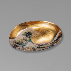 Gold Leaf Art Glass Tray – wave (gold)【Free Shipping】