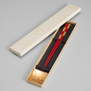 Chopsticks and Chopsticks Holder Set: Hanaoboro [vermilion]【Free Shipping】