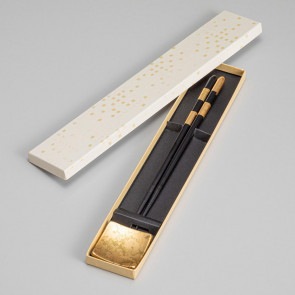 Chopsticks and Chopsticks Holder Set: Hanaoboro [black]【Free Shipping】