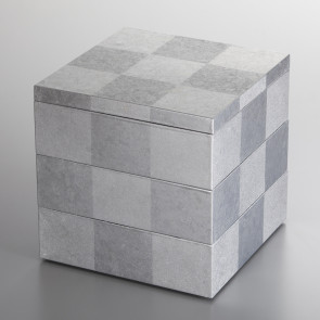 Silver Ichimatsu Three-Tier Jubako【Free Shipping】